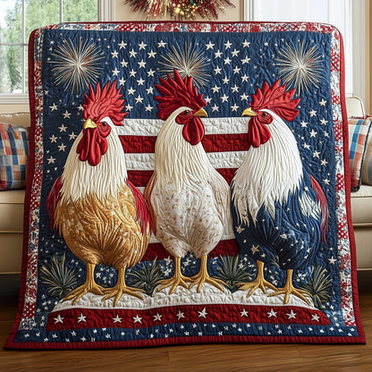 Patriotic Roosters Quilted Blanket GFTOHD3519