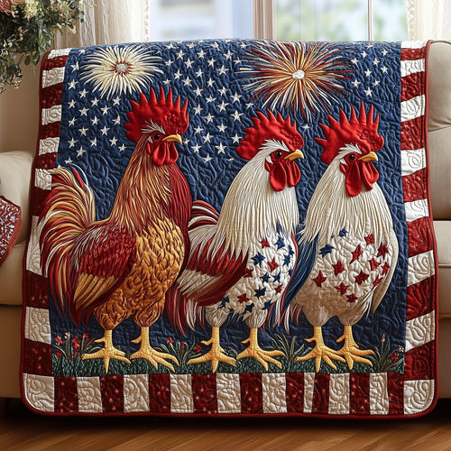 The Freedom Roosters Quilted Blanket GFTOHD3486