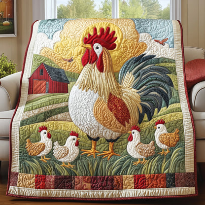 Chicken Barnyard Bliss Quilted Blanket GFTOHD3484