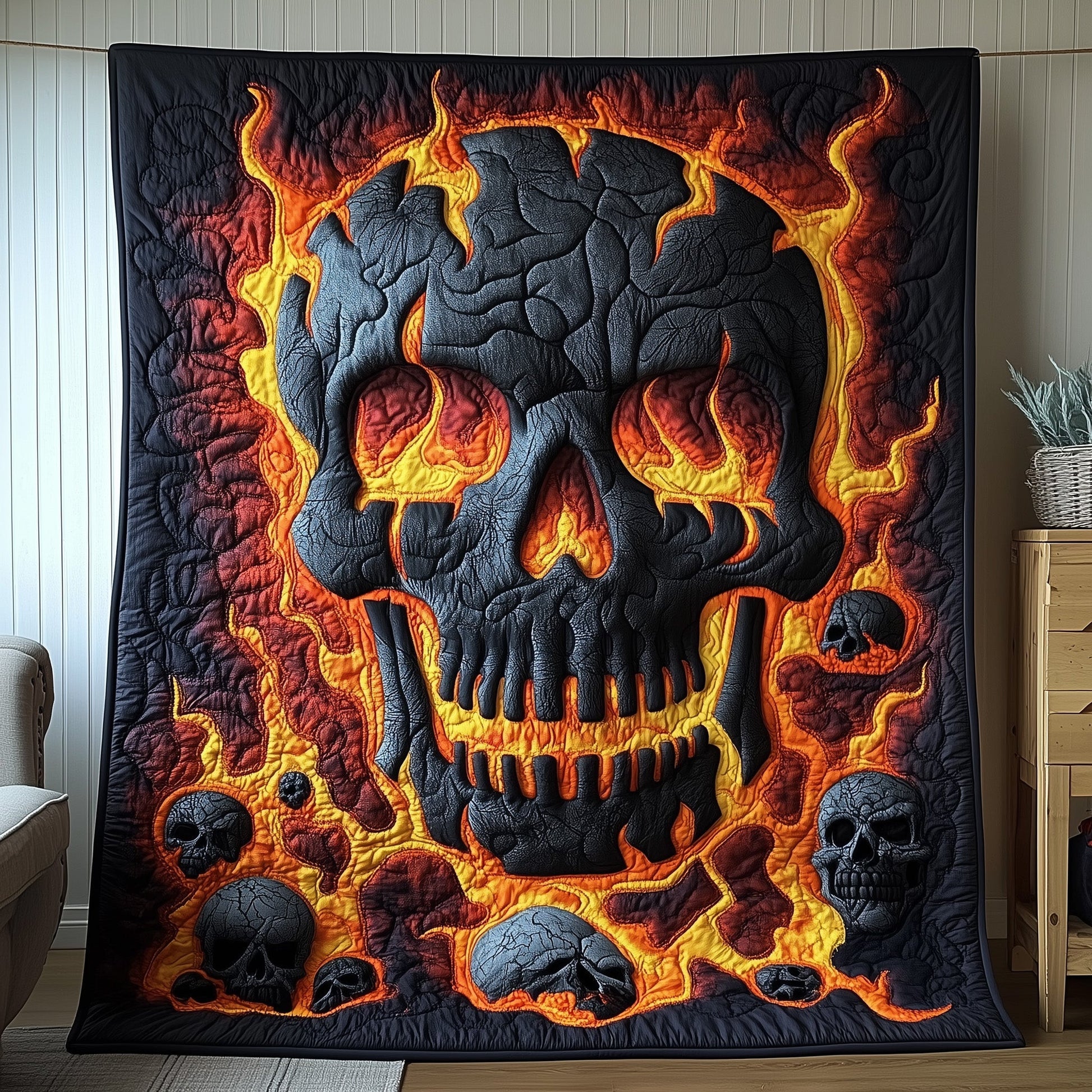 Lava Skull Quilted Blanket GFTOAB3534