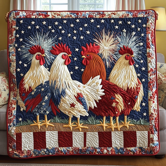 Patriotic Roosters Quilted Blanket GFTOHD3518