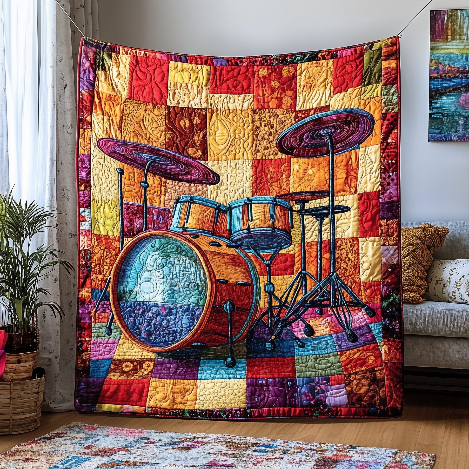 Sunshine Drum Set Quilted Blanket GFTOTP4236