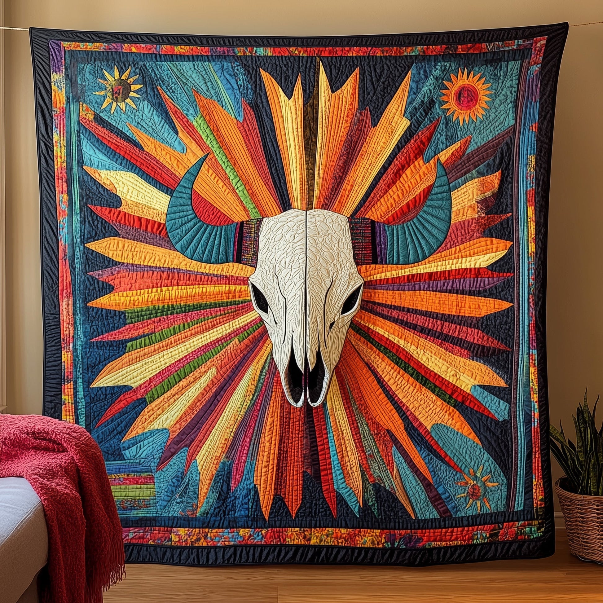 Bull Skull Quilted Blanket GFTOHD3345