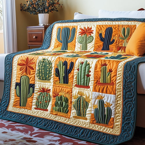 Blooming Cactus Haven Quilted Blanket GFTOTP4173