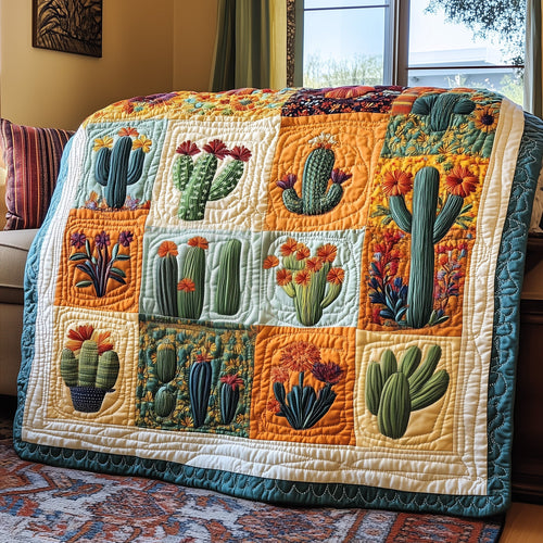 Blooming Cactus Haven Quilted Blanket GFTOTP4162