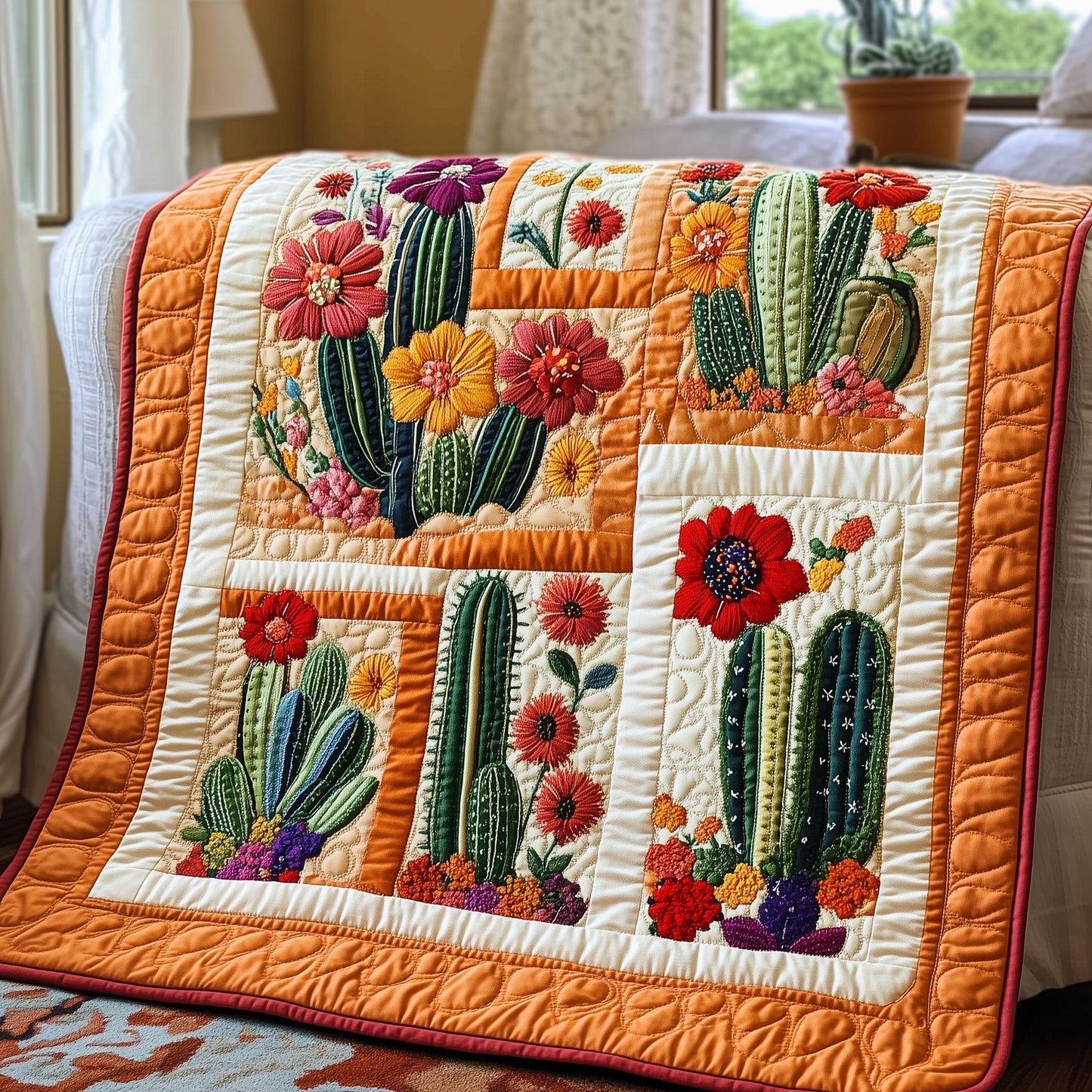 Blooming Cactus Haven Quilted Blanket GFTOTP4158