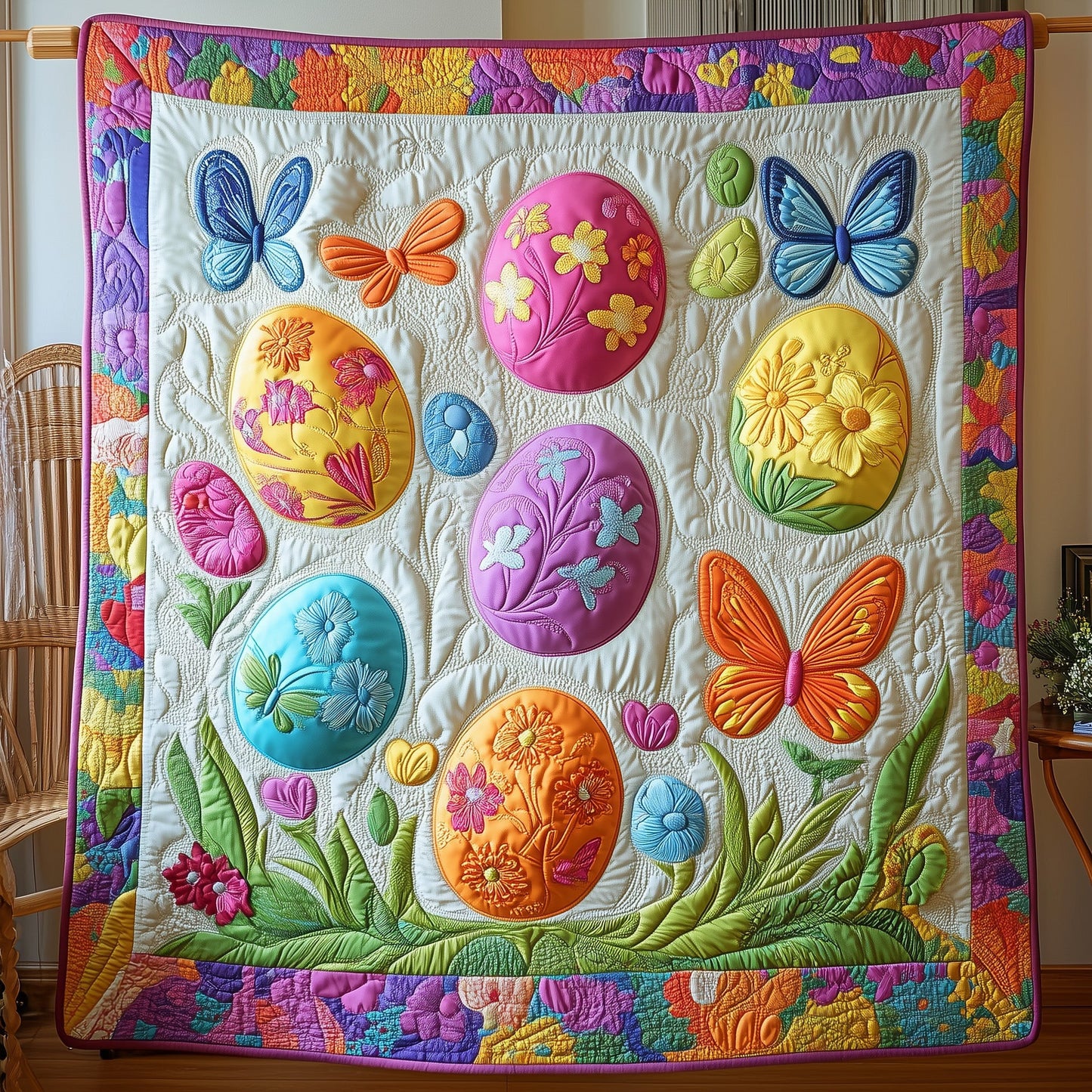 Fluttering into Easter Quilted Blanket GFTOAB3404