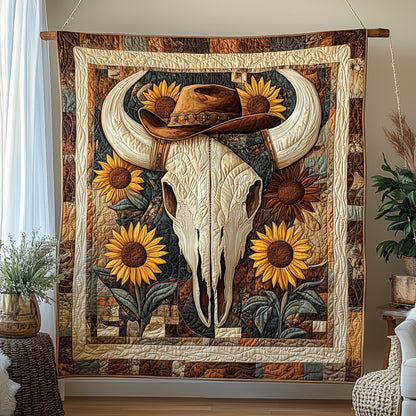 Sunflower Longhorn Quilted Blanket GFTOHD3316