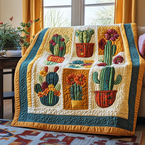 Blooming Cactus Haven Quilted Blanket GFTOTP4168