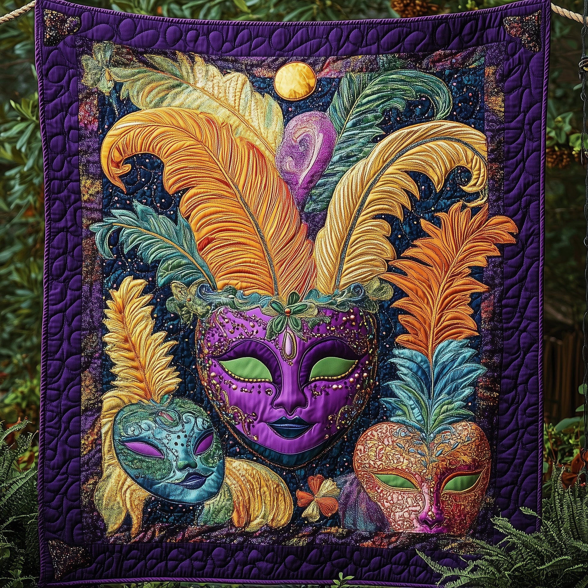 Mardi Gras Masquerade Quilted Blanket GFTONL3002