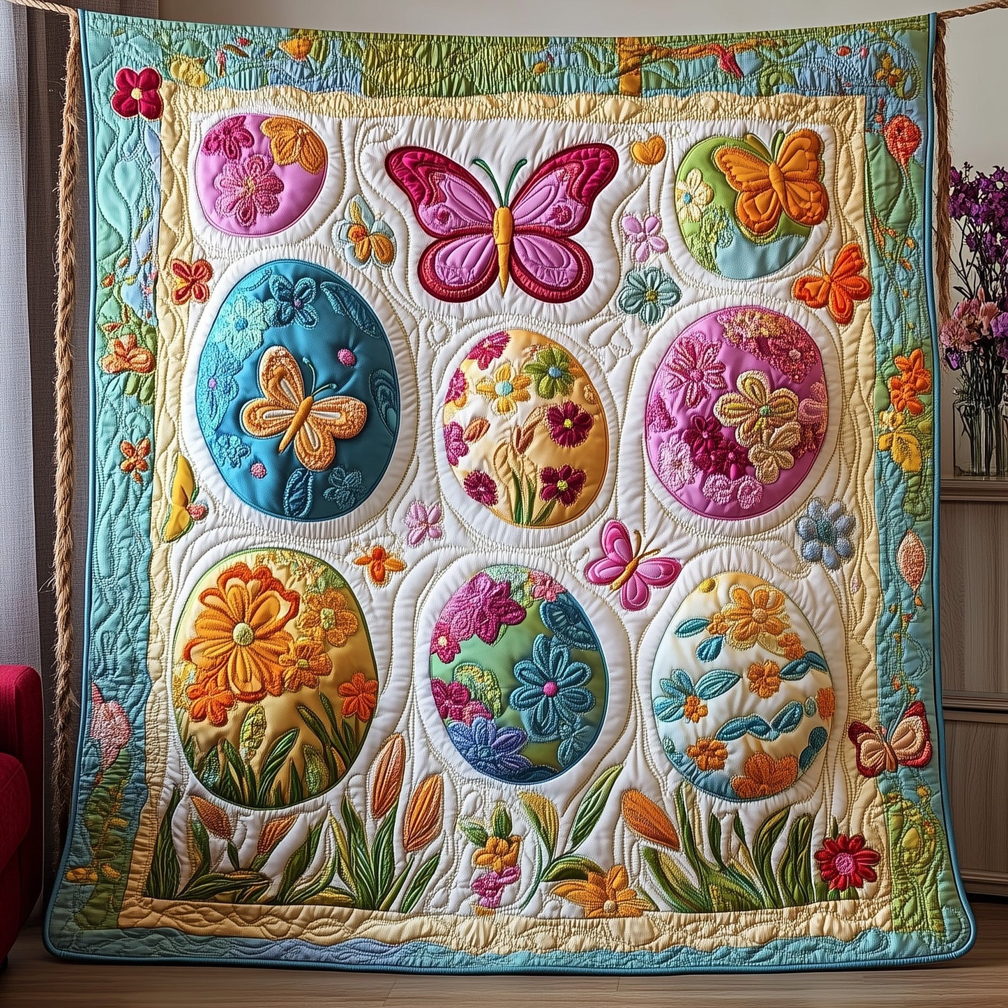 Fluttering into Easter Quilted Blanket GFTOAB3403