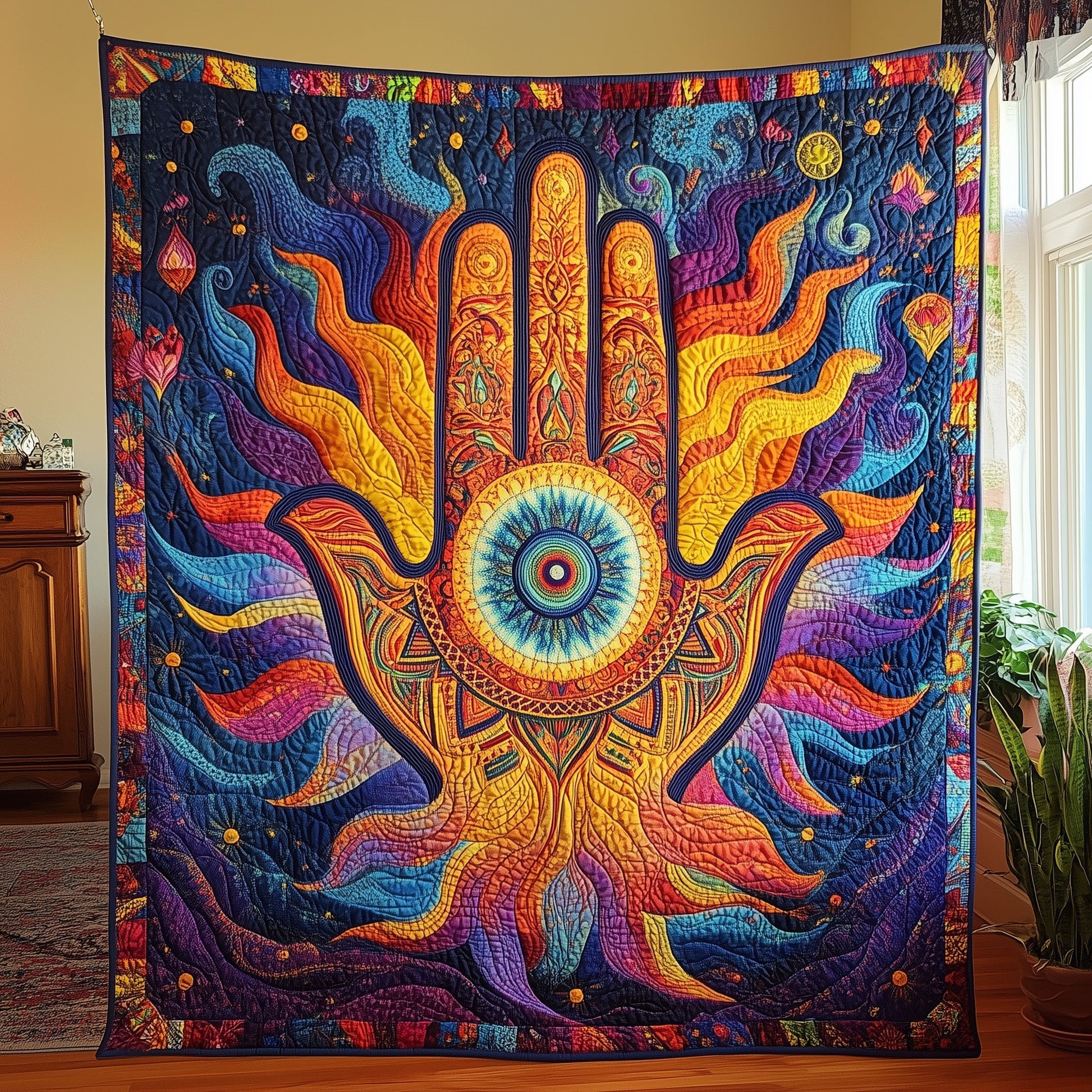 Jewish The Hamsa Quilted Blanket GFTOHD3386