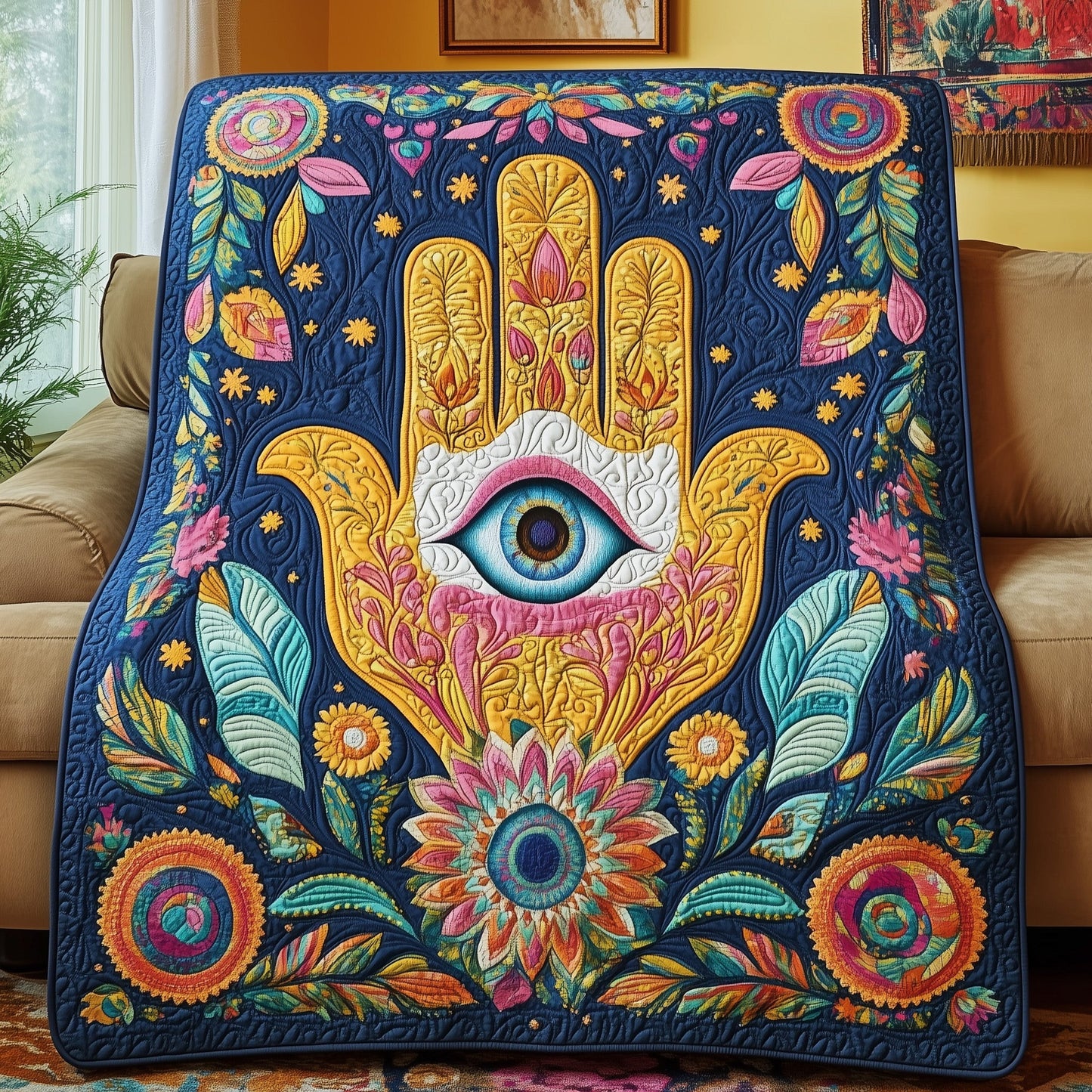 Jewish Hamsa Quilted Blanket GFTOHD3353