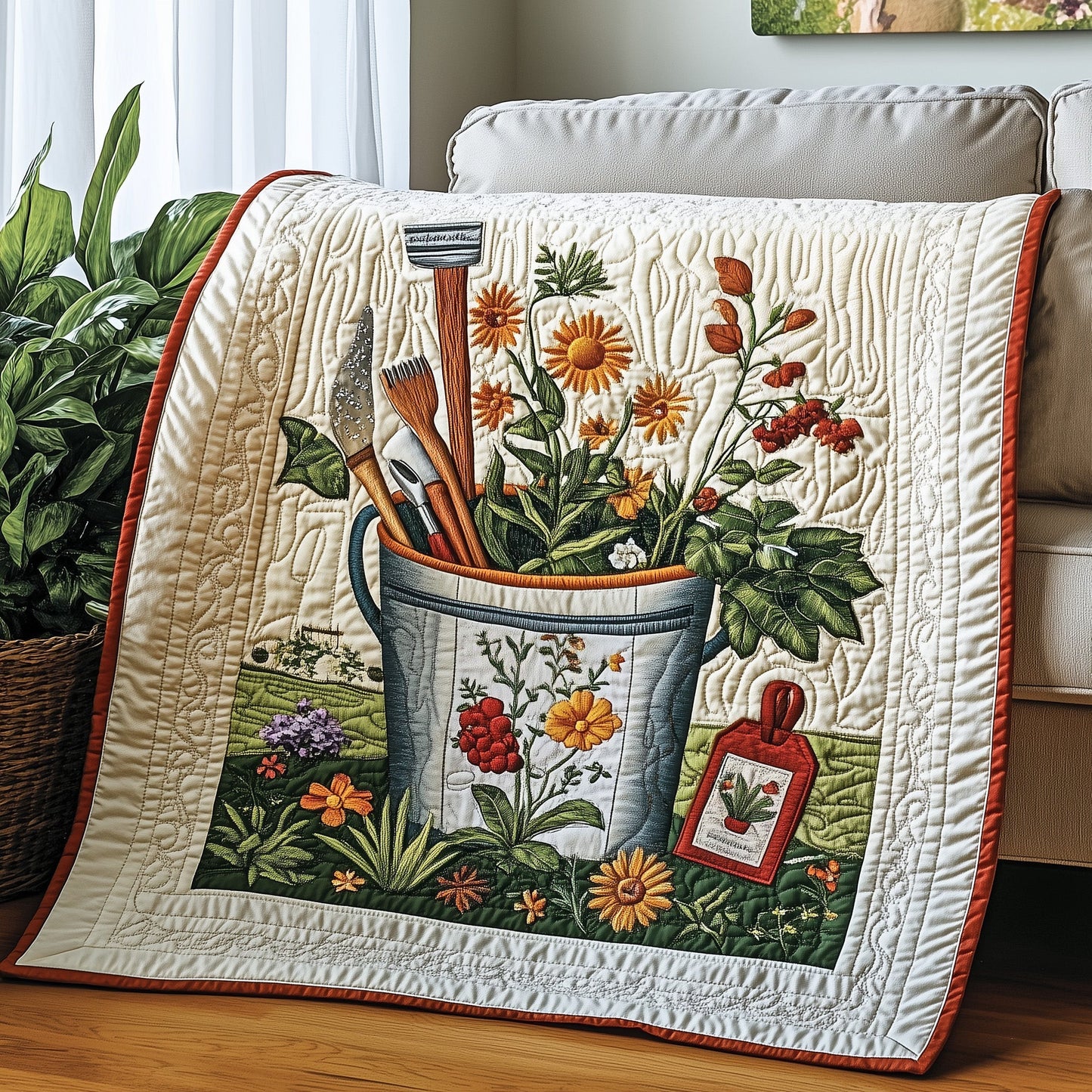 Vintage Gardening Quilted Blanket GFTOTP4152
