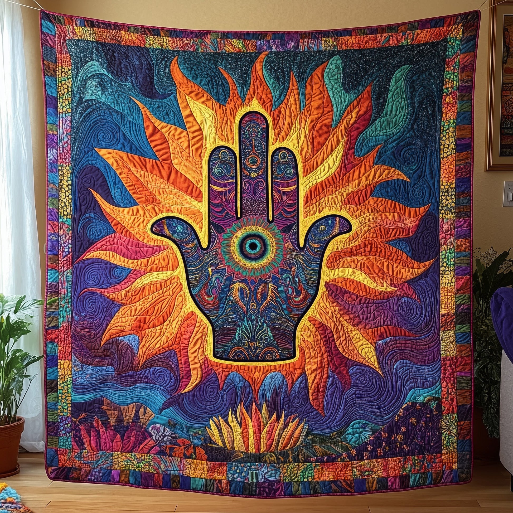 Jewish The Hamsa Quilted Blanket GFTOHD3385