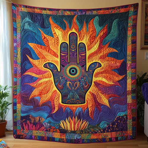 Jewish The Hamsa Quilted Blanket GFTOHD3385
