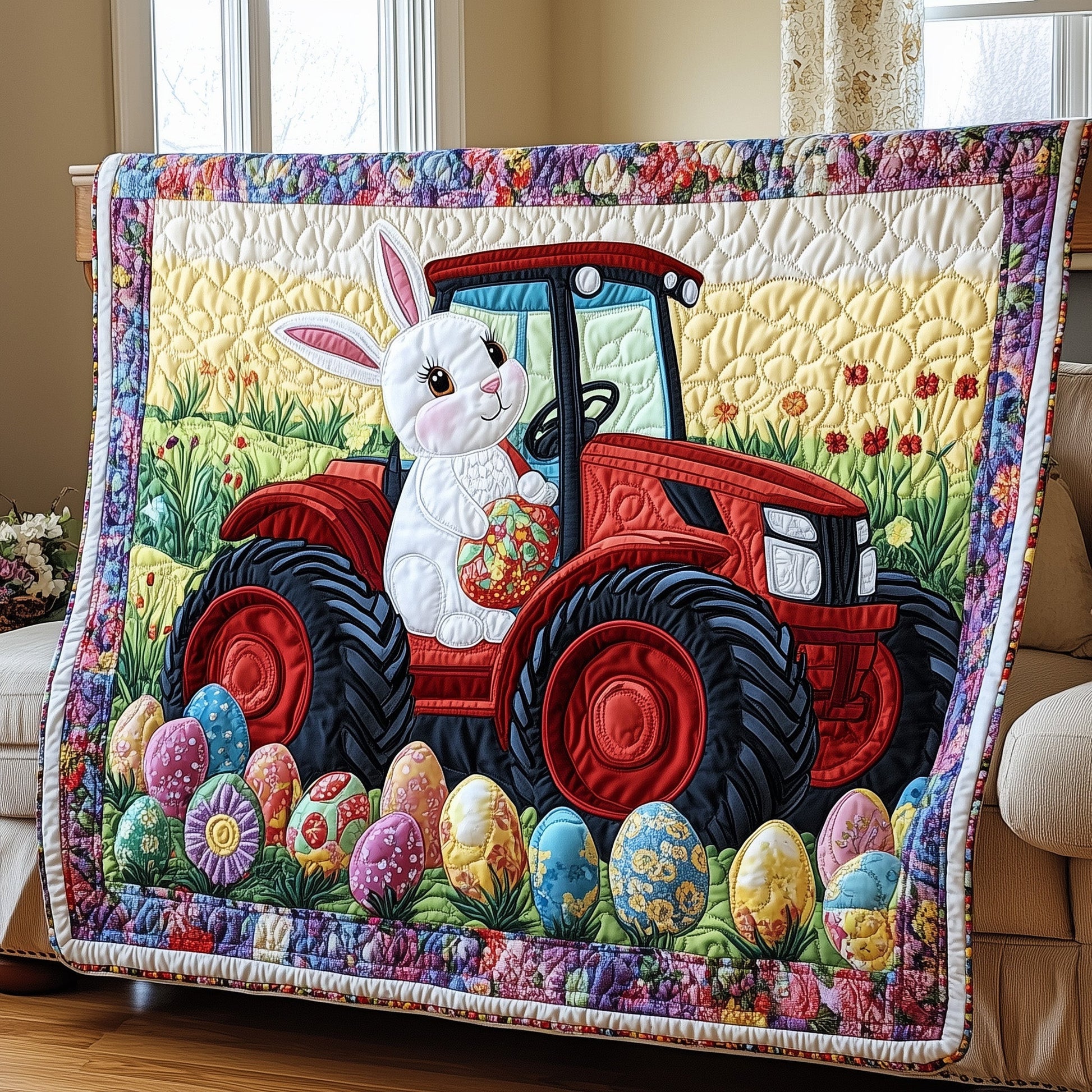 Easter Bunny Eggs Quilted Blanket GFTONL2986