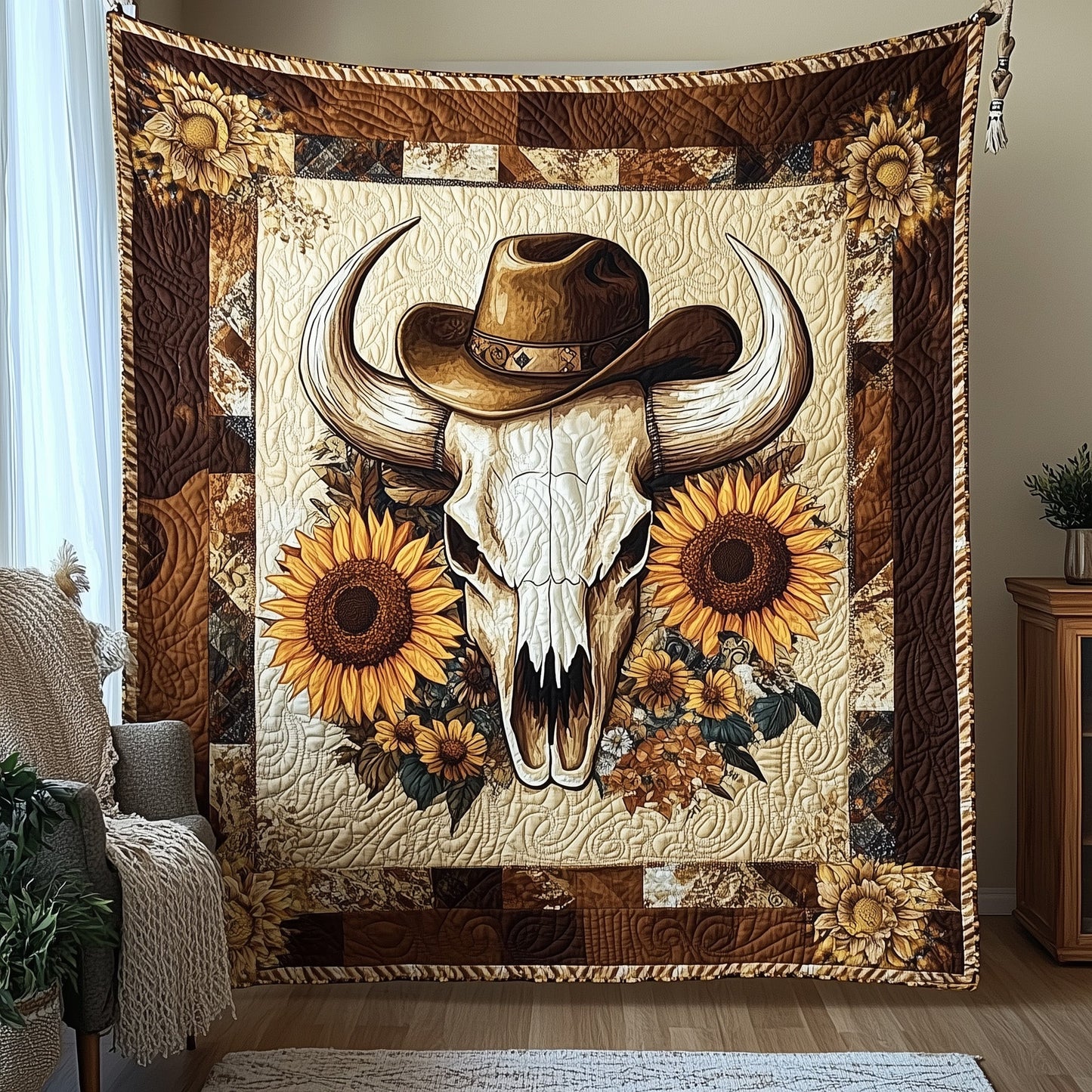 Bull Skull Quilted Blanket GFTOHD3342