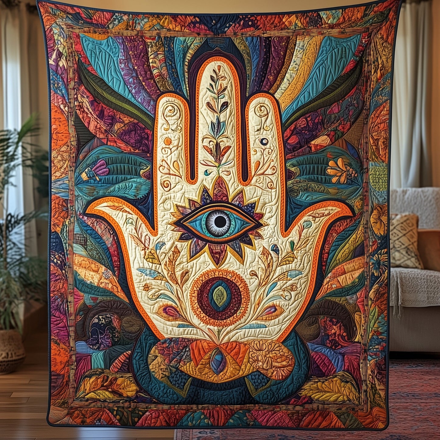 The Cosmic Hamsa Quilted Blanket GFTOHD3360