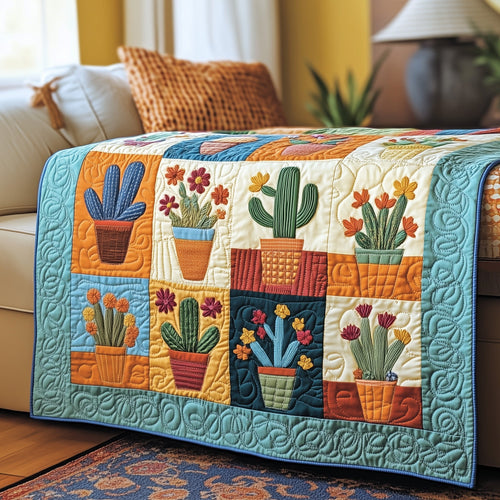 Blooming Cactus Haven Quilted Blanket GFTOTP4159