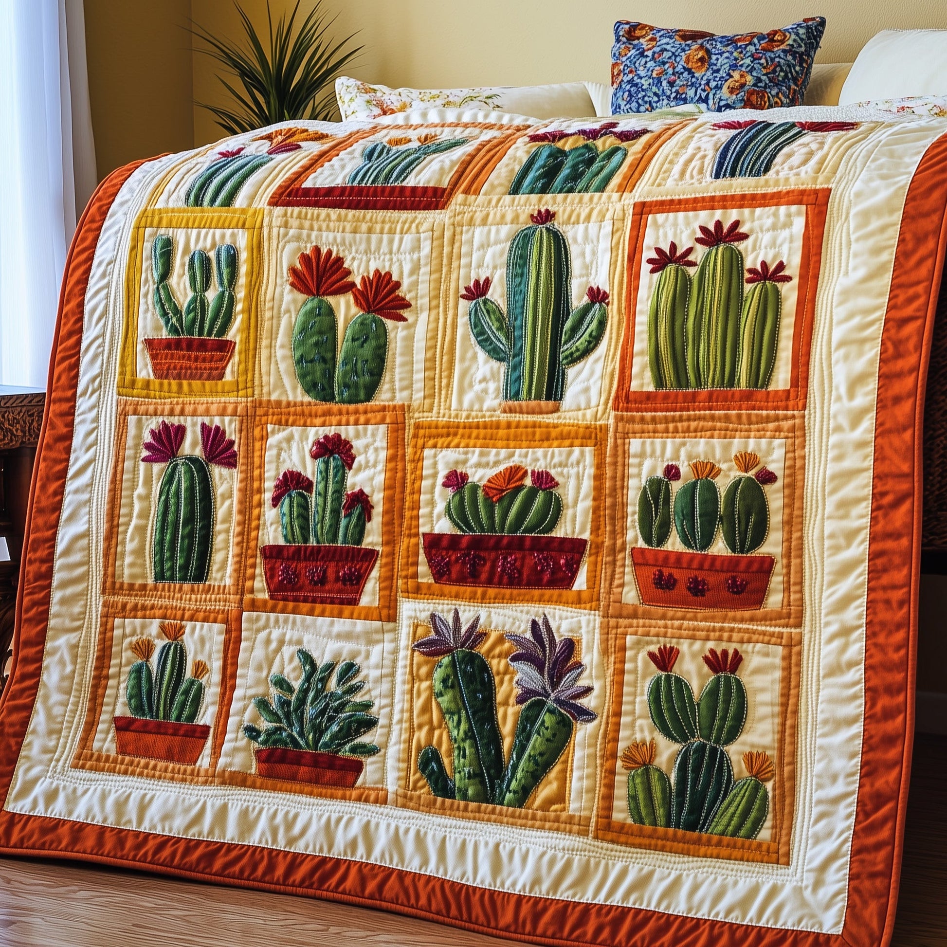 Blooming Cactus Haven Quilted Blanket GFTOTP4170