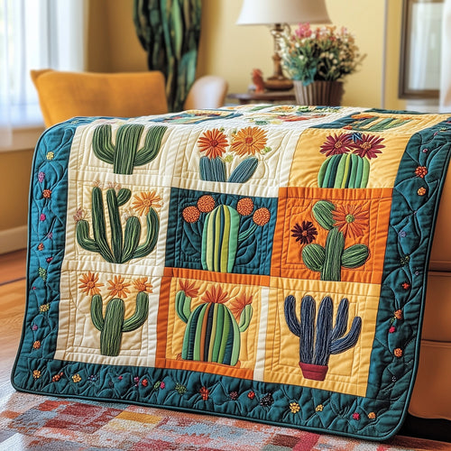 Blooming Cactus Haven Quilted Blanket GFTOTP4165
