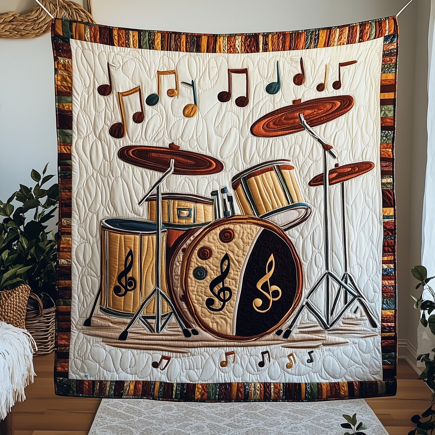 Retro Drum Set Quilted Blanket GFTOTP4234