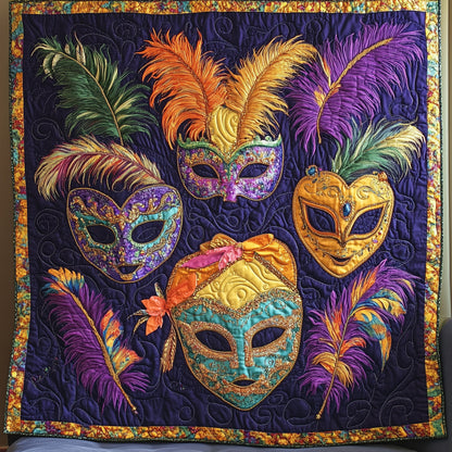 Mardi Gras Masquerade Quilted Blanket GFTONL3000
