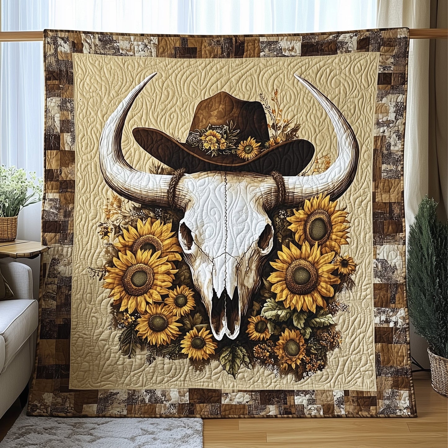 Longhorn Cowboy Quilted Blanket GFTOHD3314