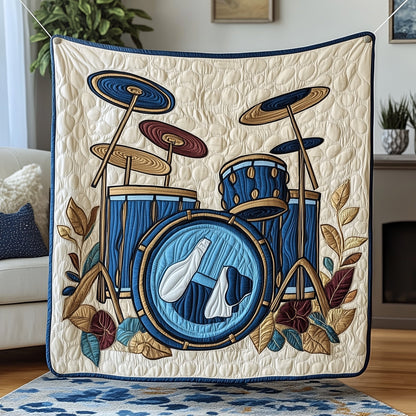 Retro Drum Set Quilted Blanket GFTOTP4232