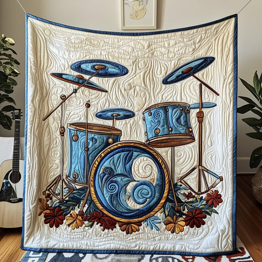Retro Drum Set Quilted Blanket GFTOTP4230