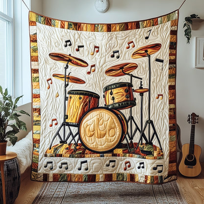 Retro Drum Set Quilted Blanket GFTOTP4233