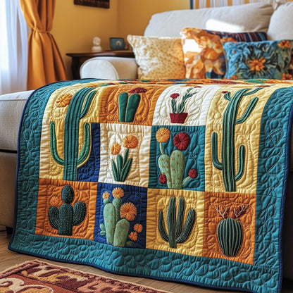 Blooming Cactus Haven Quilted Blanket GFTOTP4164