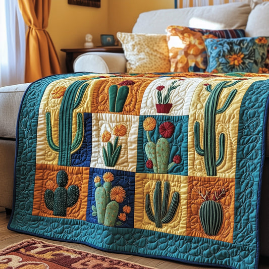 Blooming Cactus Haven Quilted Blanket GFTOTP4164