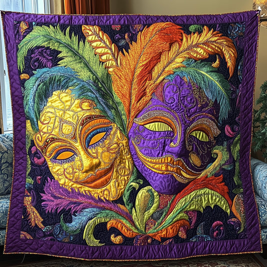 Mardi Gras Masquerade Quilted Blanket GFTONL3003
