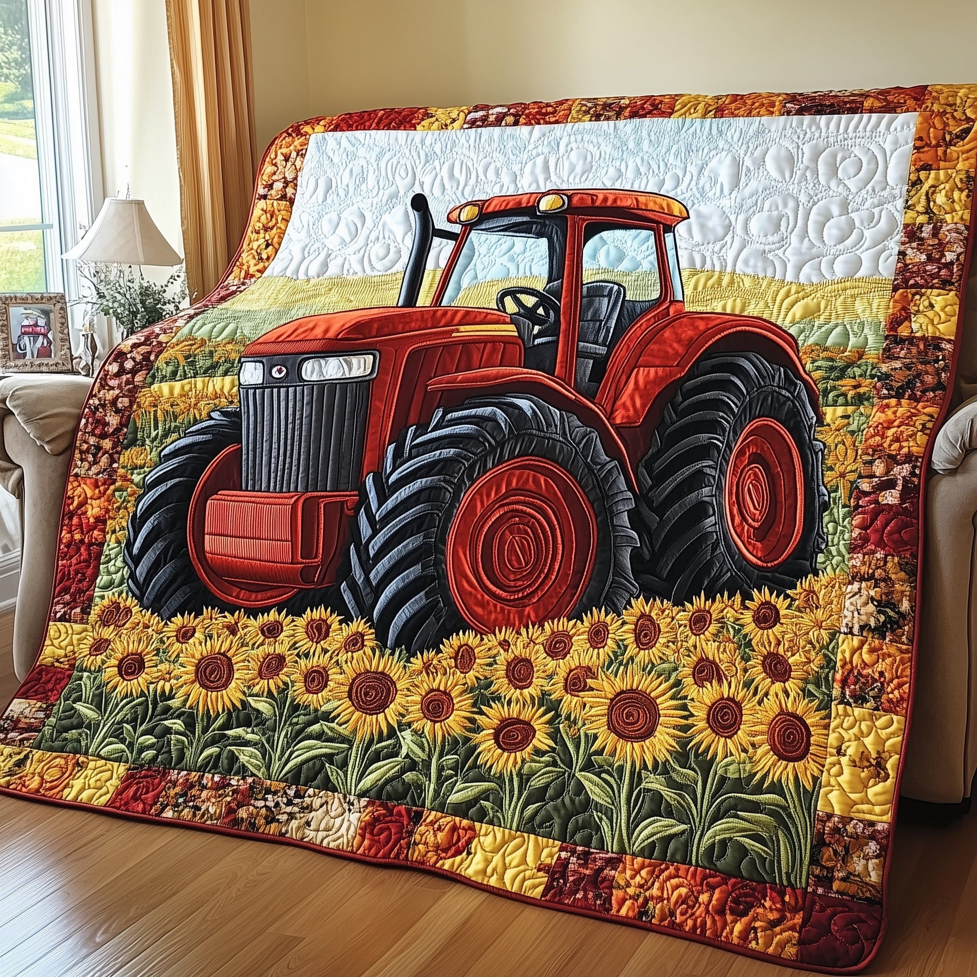 Farmhouse Tractor Quilted Blanket GFTOTP4155