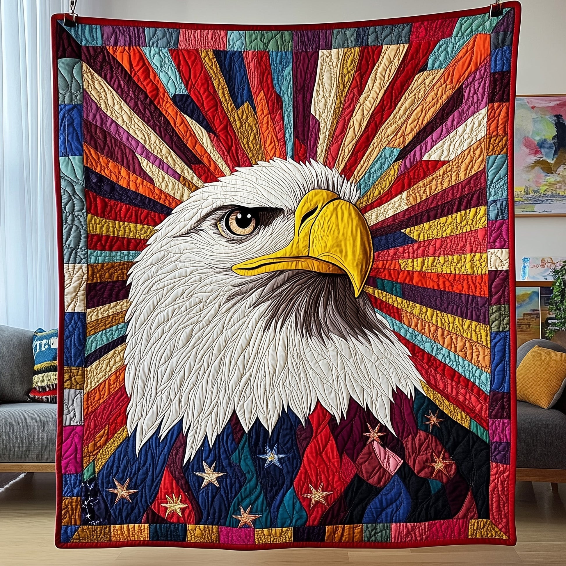 Patriotic Eagle Quilted Blanket GFTOHD3004