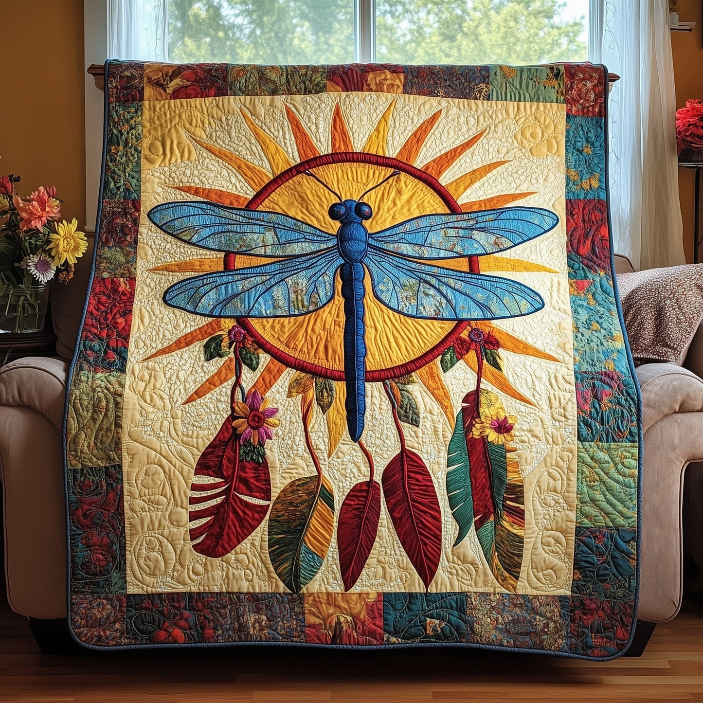 Dragonfly Dreamcatcher Quilted Blanket GFTOTP4110