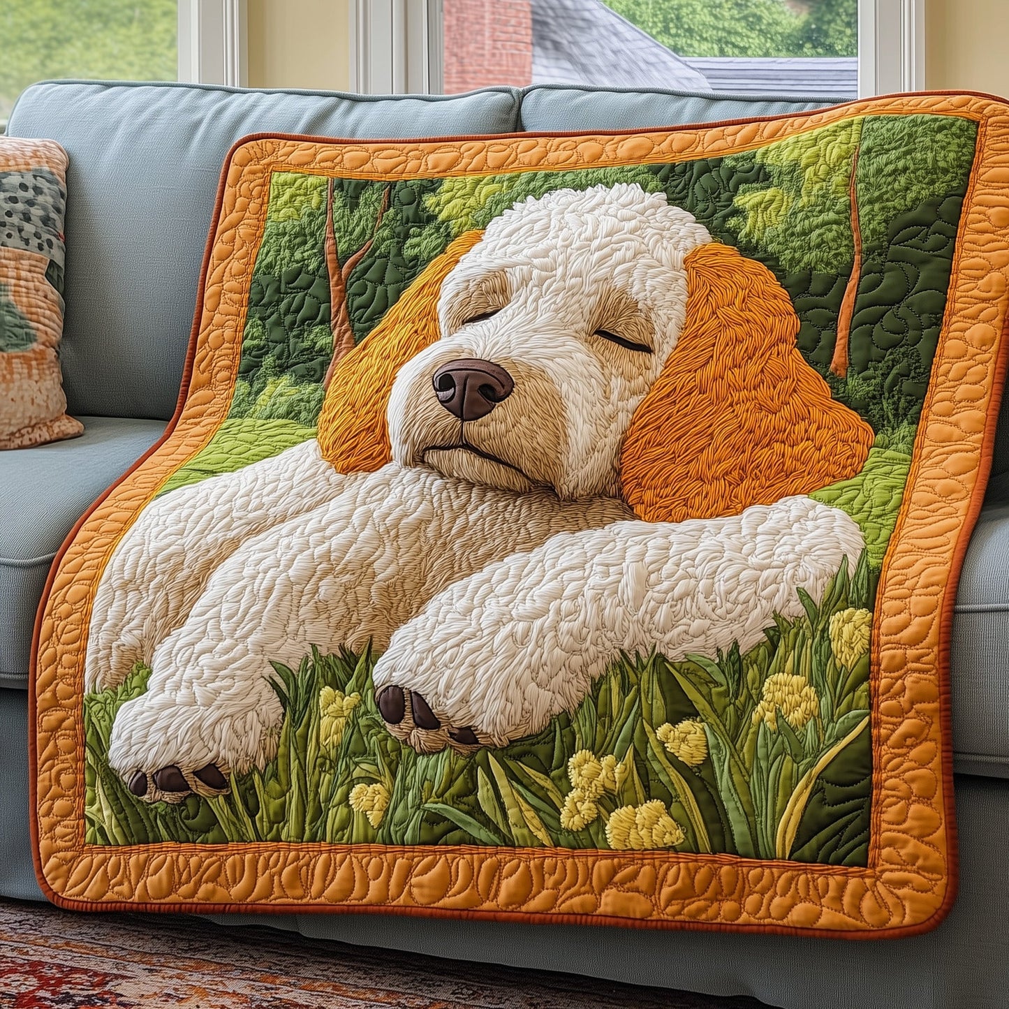 Sleeping Goldendoodle Quilted Blanket GFTOAB3356