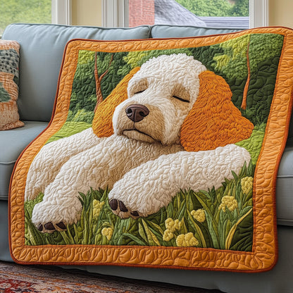 Sleeping Goldendoodle Quilted Blanket GFTOAB3356