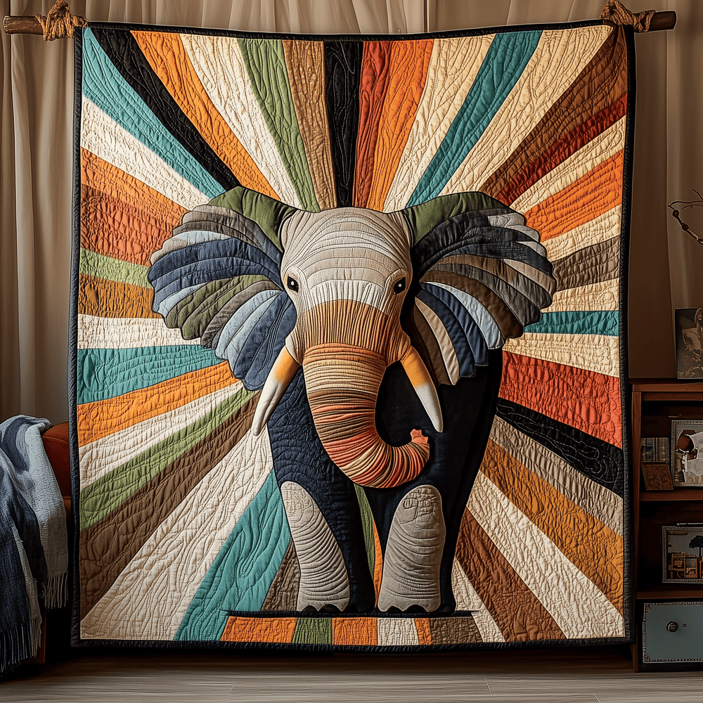 Elephant In Sunshine Quilted Blanket GFTOAB2997