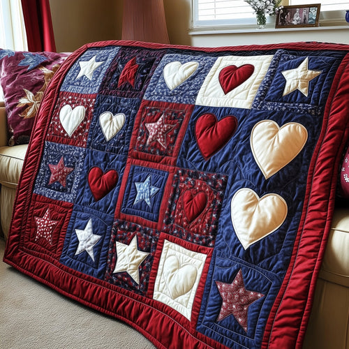 Patriotic Heart Quilted Blanket GFTOTP3872
