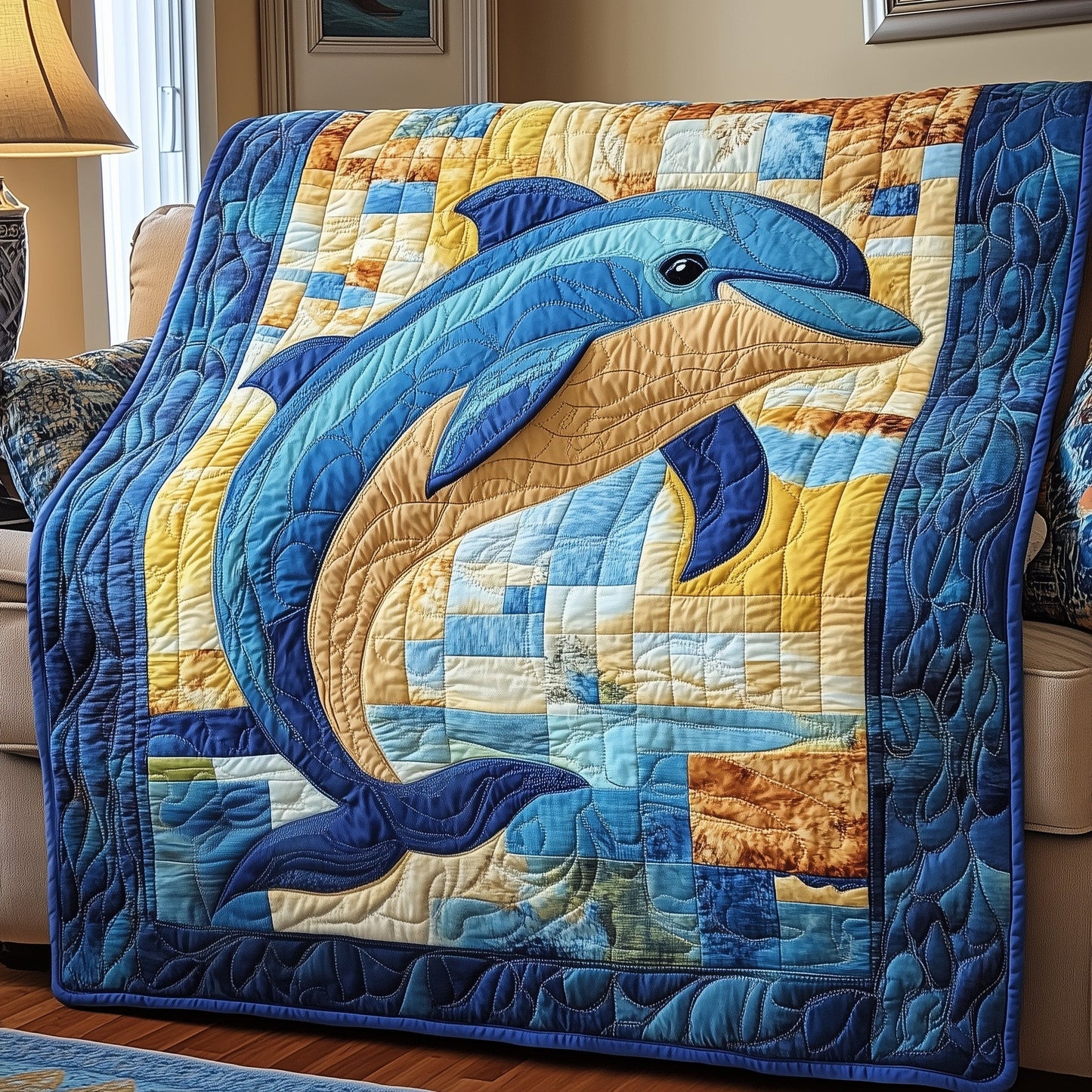 Dancing Dolphin Quilted Blanket GFTOTP3944