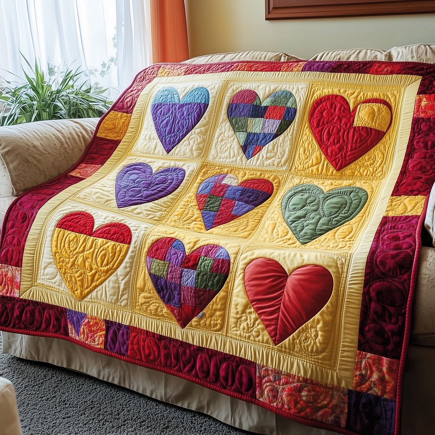 Vintage Heart Quilted Blanket GFTOTP3878