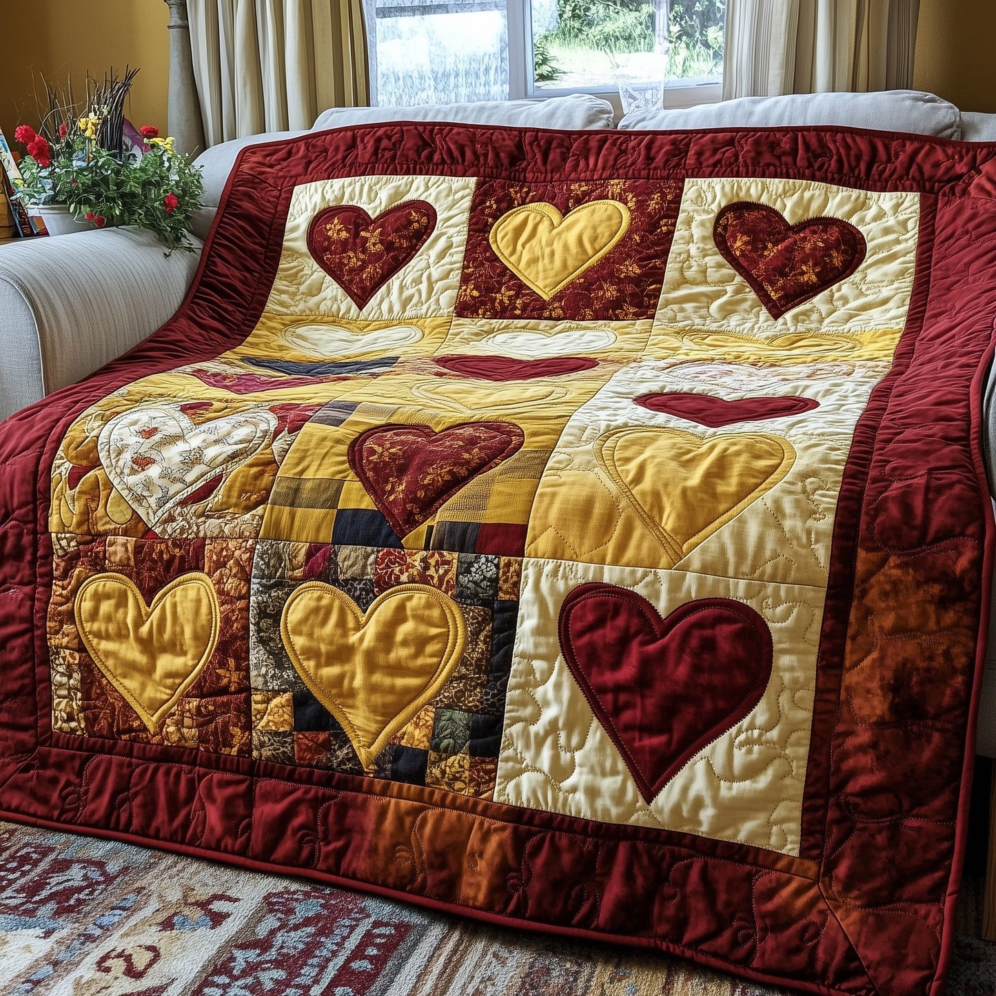 Vintage Heart Quilted Blanket GFTOTP3884