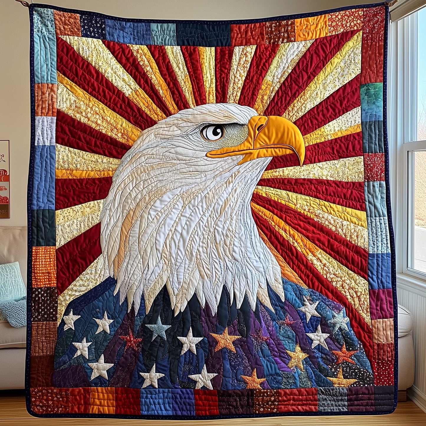 Patriotic Eagle Quilted Blanket GFTOHD3001