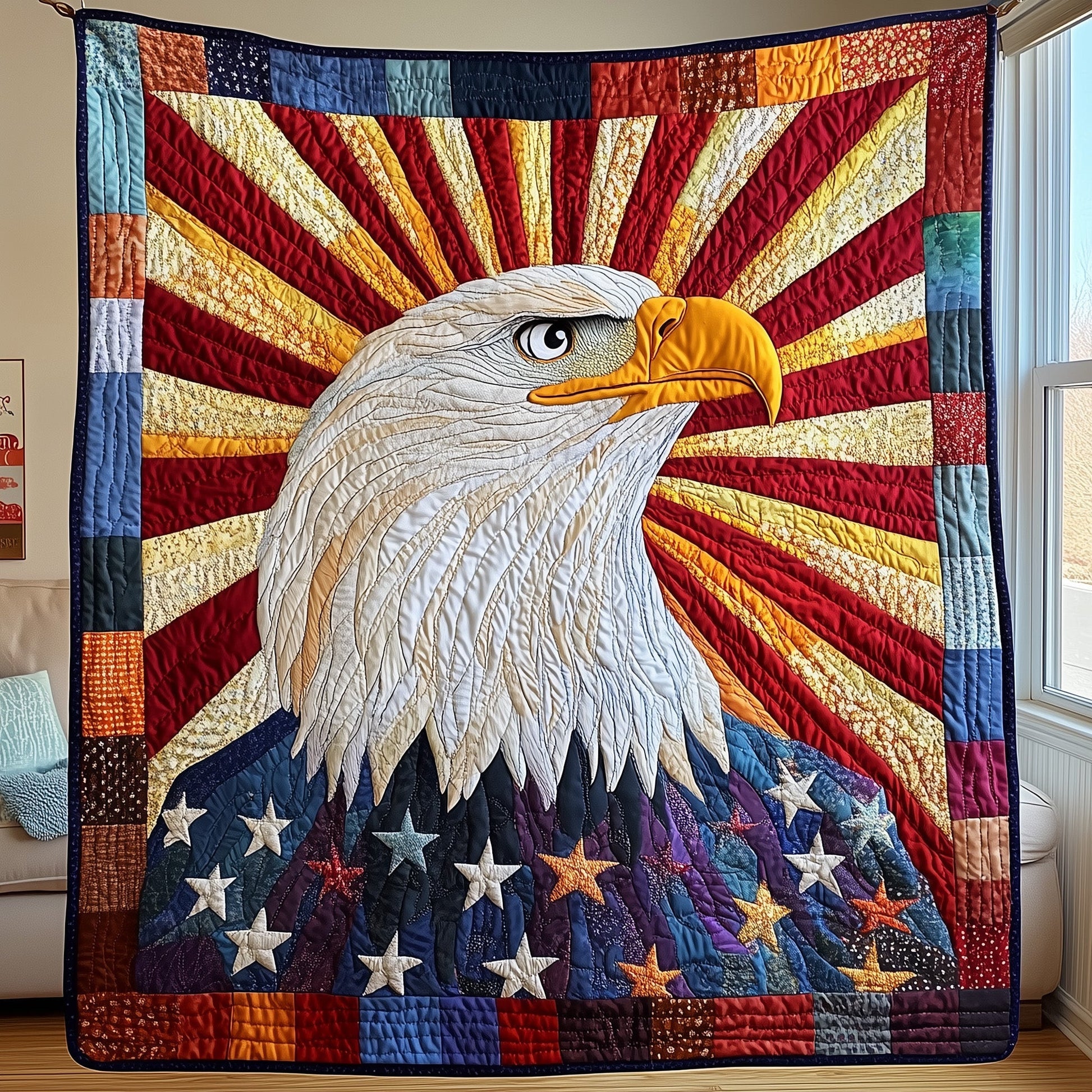 Patriotic Eagle Quilted Blanket GFTOHD3001