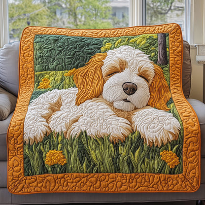 Sleeping Goldendoodle Quilted Blanket GFTOAB3352