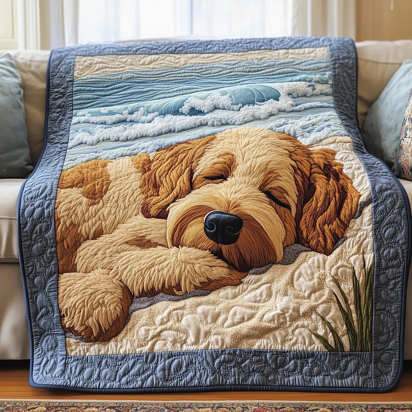 Sleeping Goldendoodle Quilted Blanket GFTOAB3354
