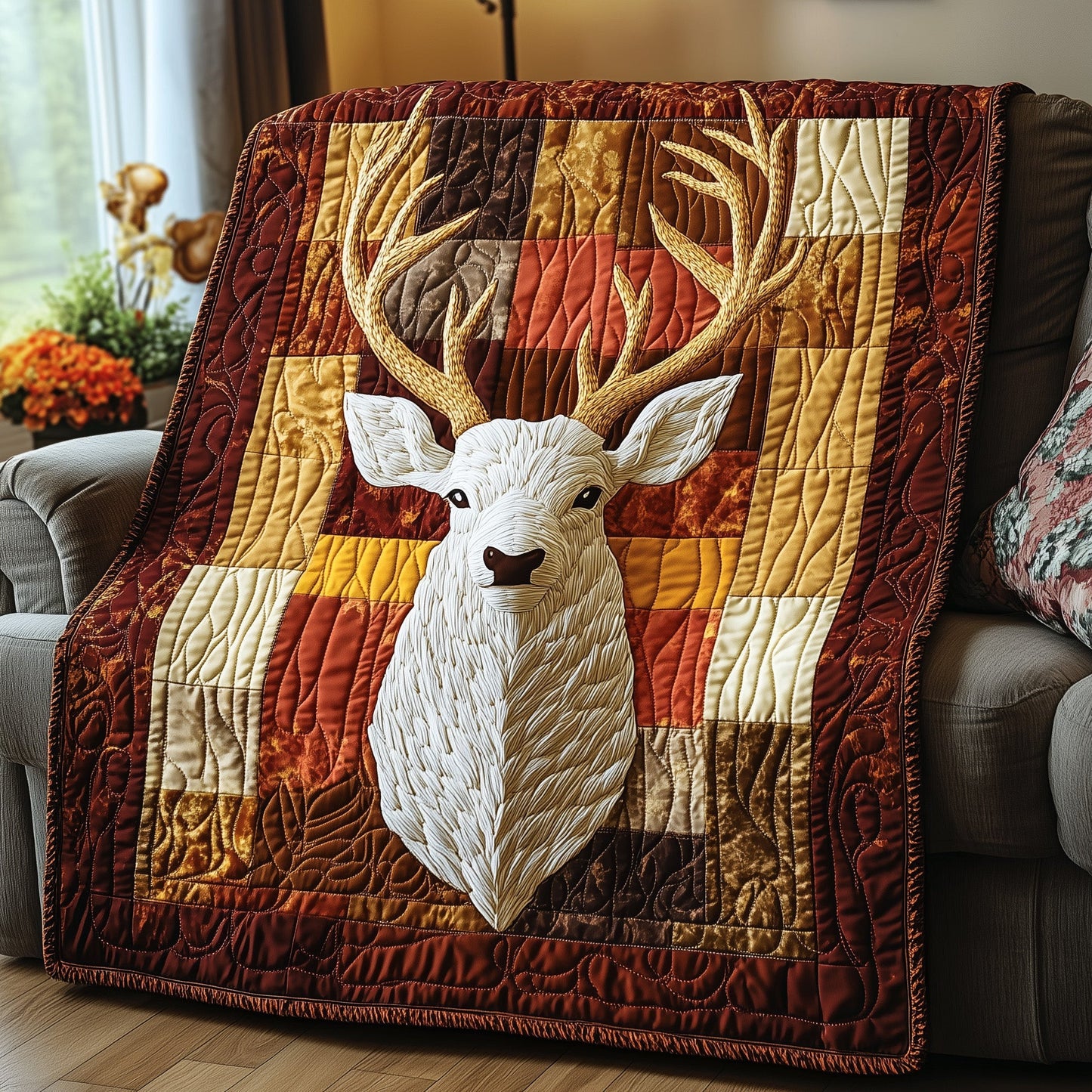 Golden Antler Glow Quilted Blanket GFTOTP3827